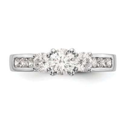 14K White Gold 3 Stone Simulated Diamond Engagement Ring