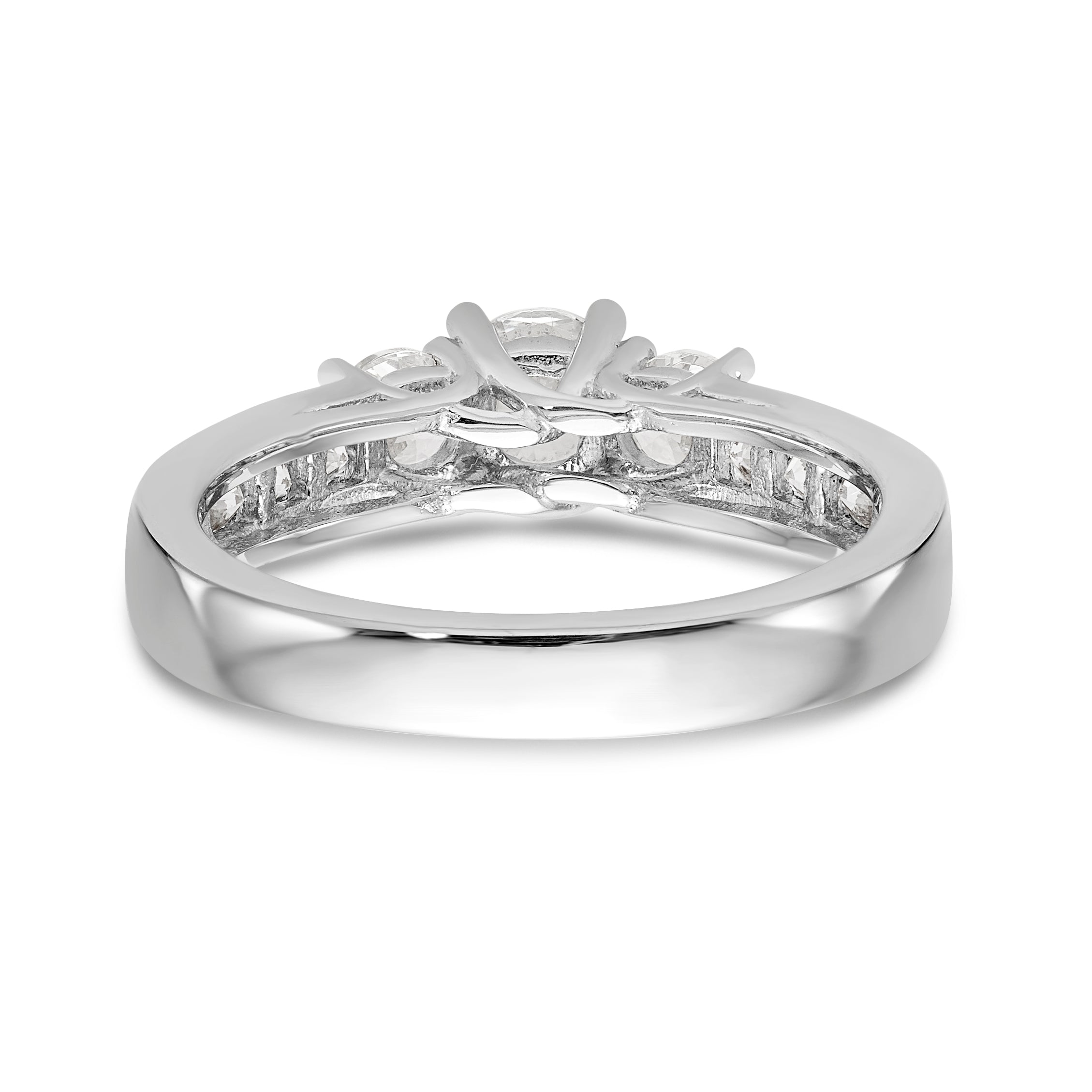 14K White Gold 3 Stone Simulated Diamond Engagement Ring
