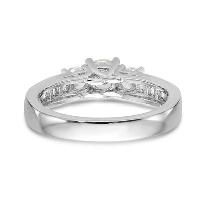 14K White Gold 3 Stone Simulated Diamond Engagement Ring