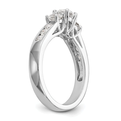 14K White Gold 3 Stone Simulated Diamond Engagement Ring