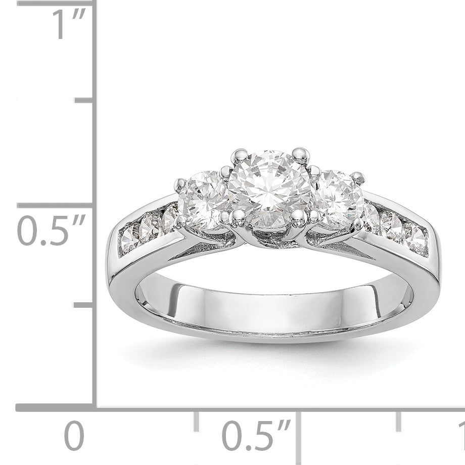 14K White Gold 3 Stone Simulated Diamond Engagement Ring