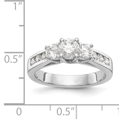 14K White Gold 3 Stone Simulated Diamond Engagement Ring
