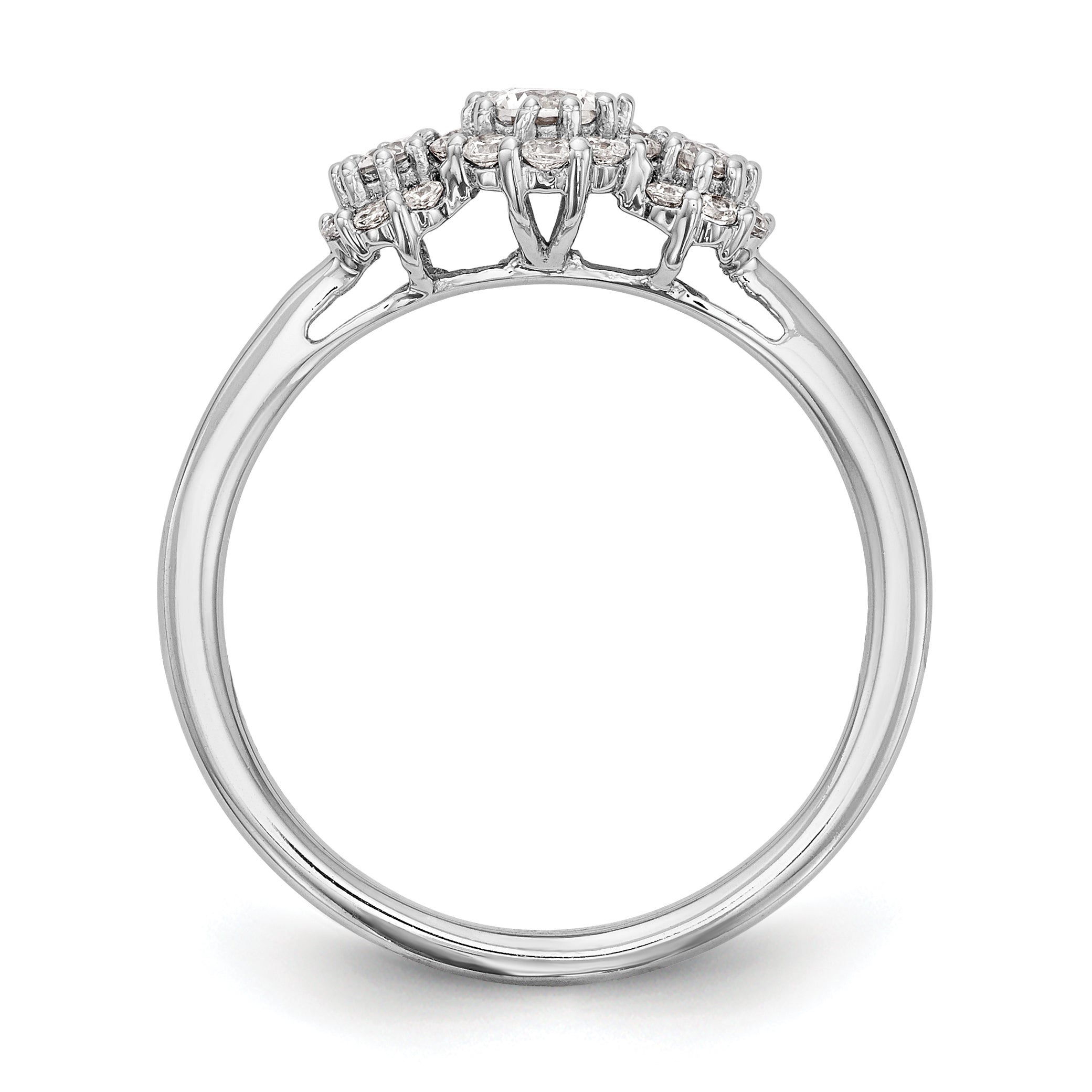 14K White Gold 3 Stone Simulated Diamond Engagement Ring