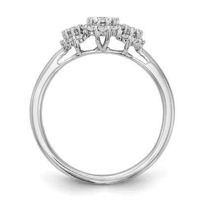 14K White Gold 3 Stone Simulated Diamond Engagement Ring