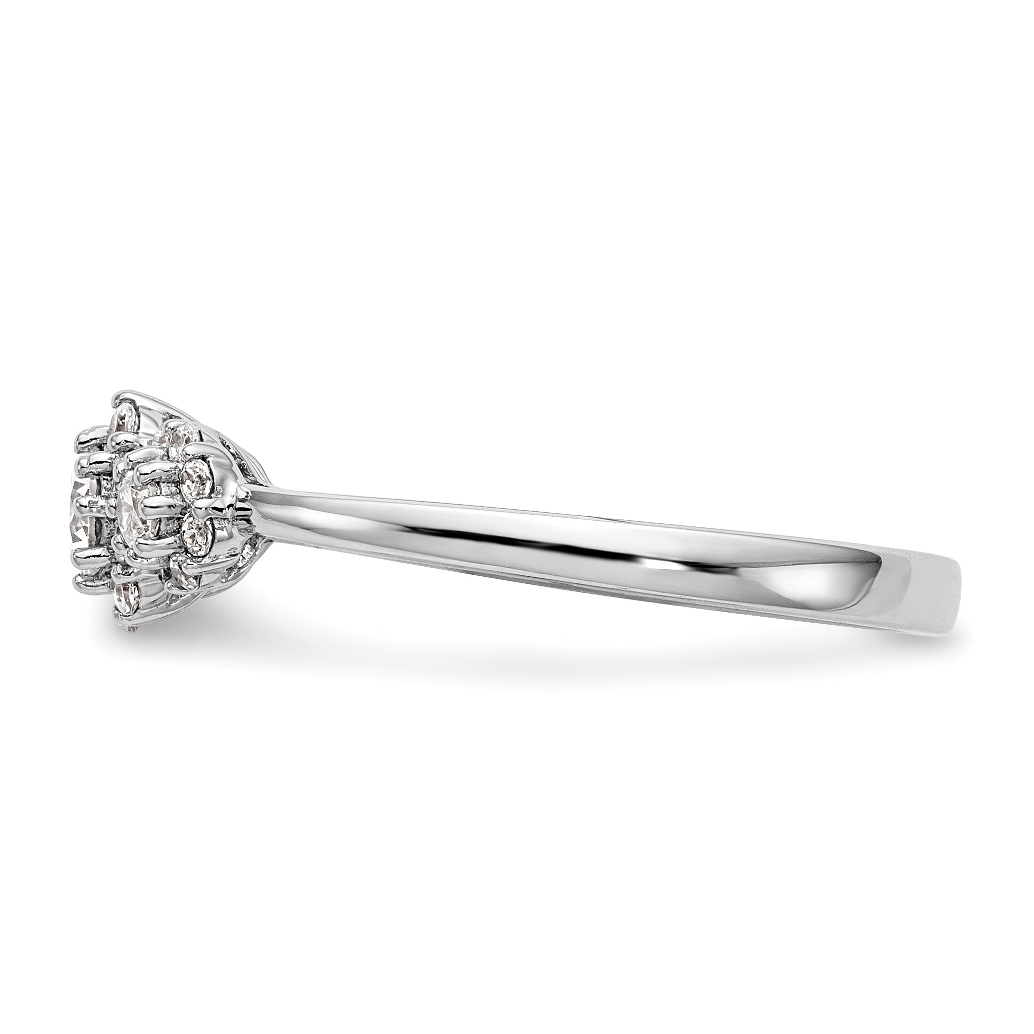 14K White Gold 3 Stone Simulated Diamond Engagement Ring