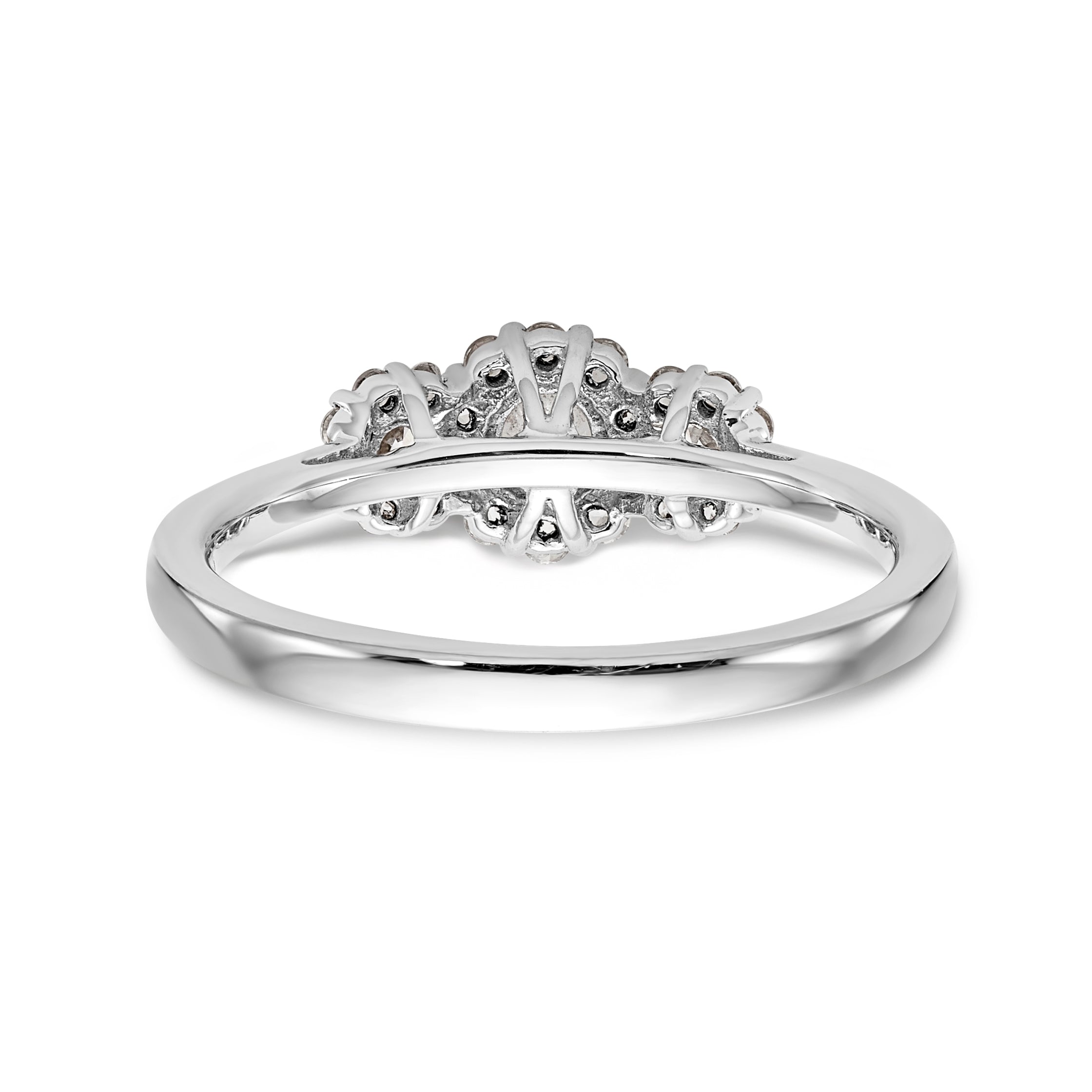 14K White Gold 3 Stone Simulated Diamond Engagement Ring