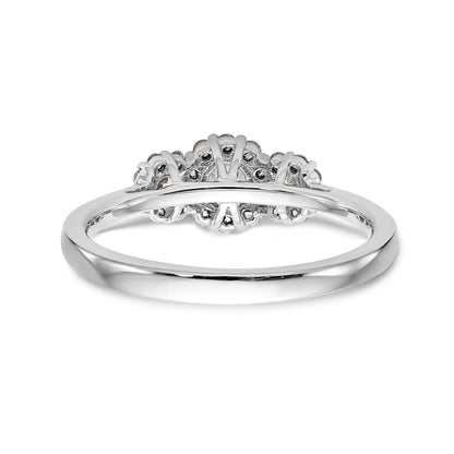 14K White Gold 3 Stone Simulated Diamond Engagement Ring