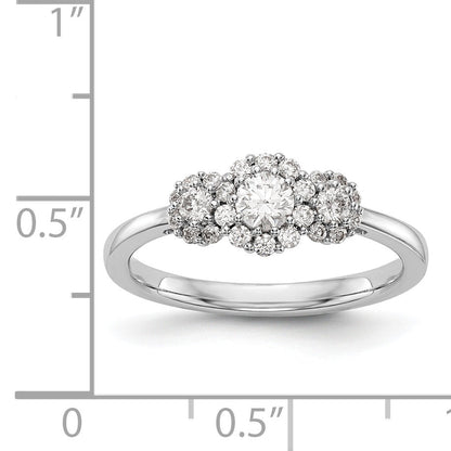 14K White Gold 3 Stone Simulated Diamond Engagement Ring