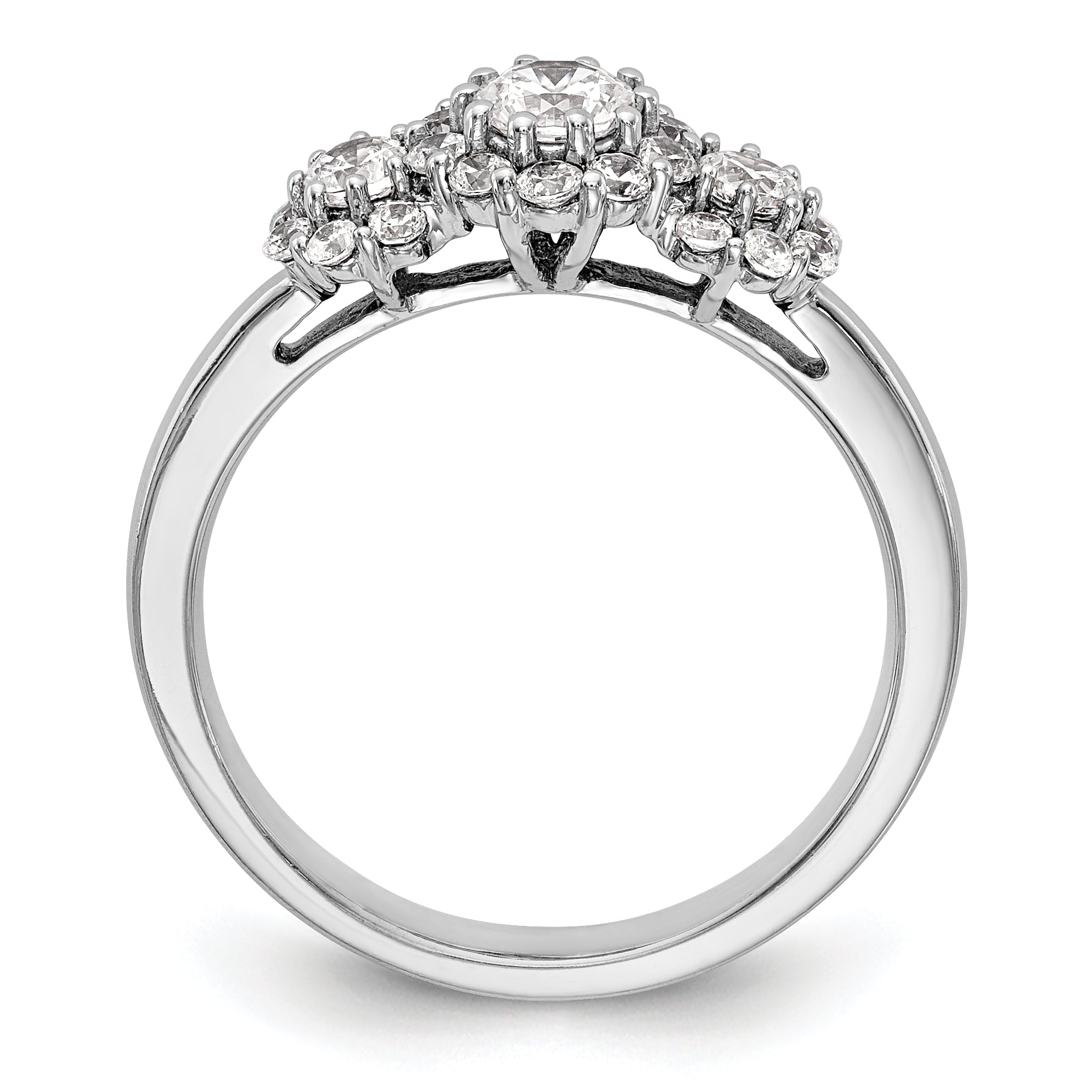 14K White Gold 3 Stone Simulated Diamond Engagement Ring