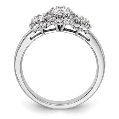 14K White Gold 3 Stone Simulated Diamond Engagement Ring