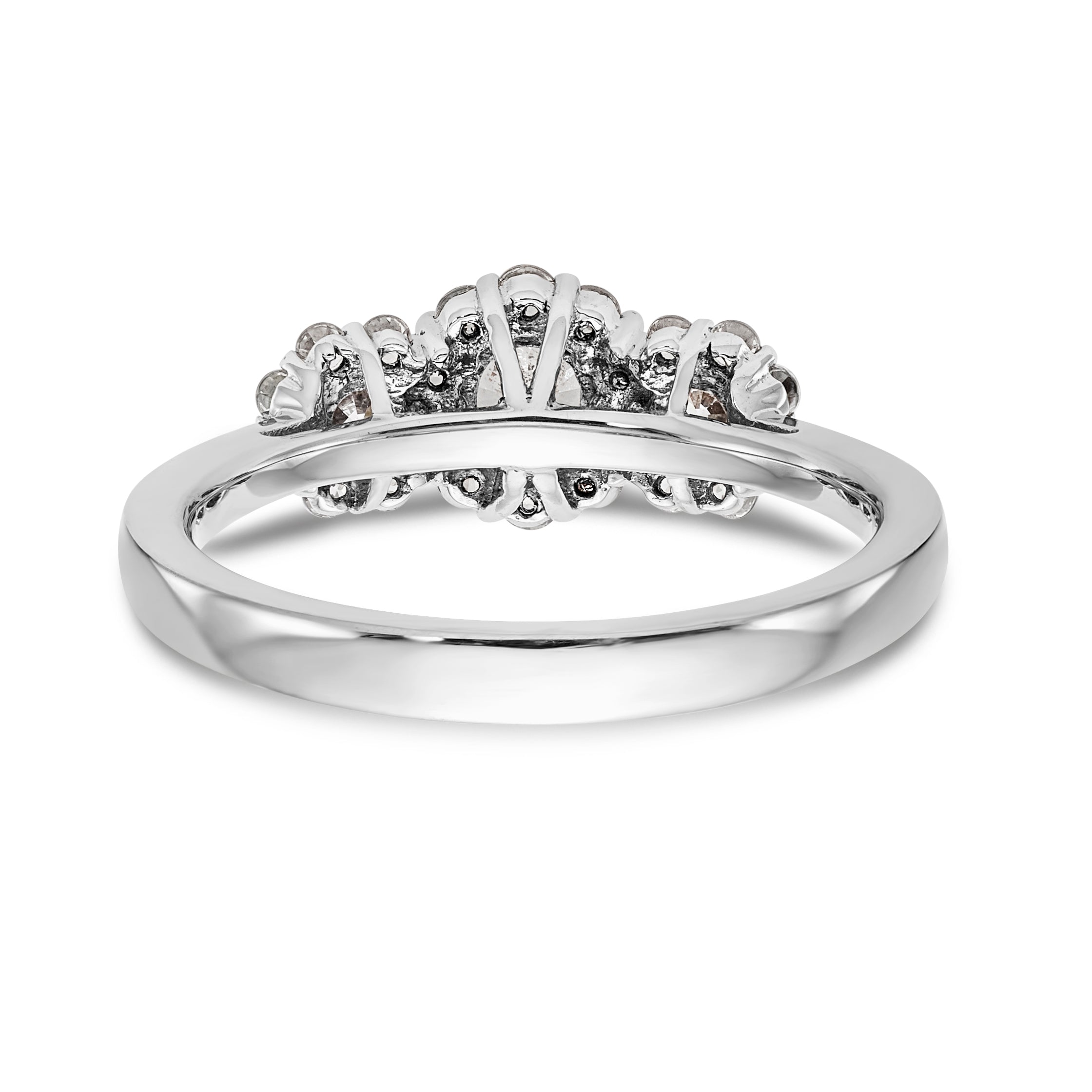 14K White Gold 3 Stone Simulated Diamond Engagement Ring