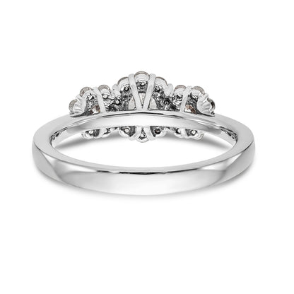14K White Gold 3 Stone Simulated Diamond Engagement Ring