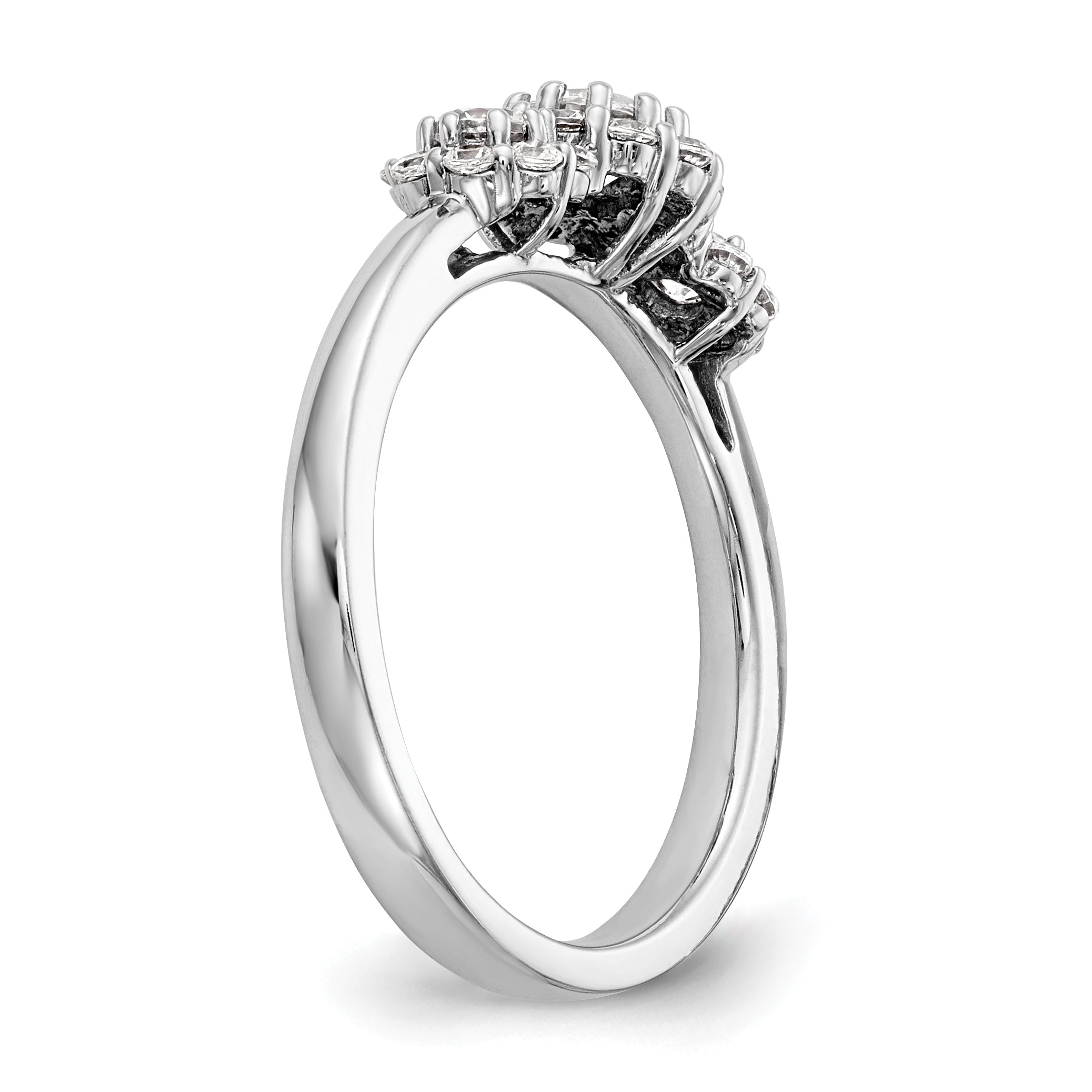 14K White Gold 3 Stone Simulated Diamond Engagement Ring