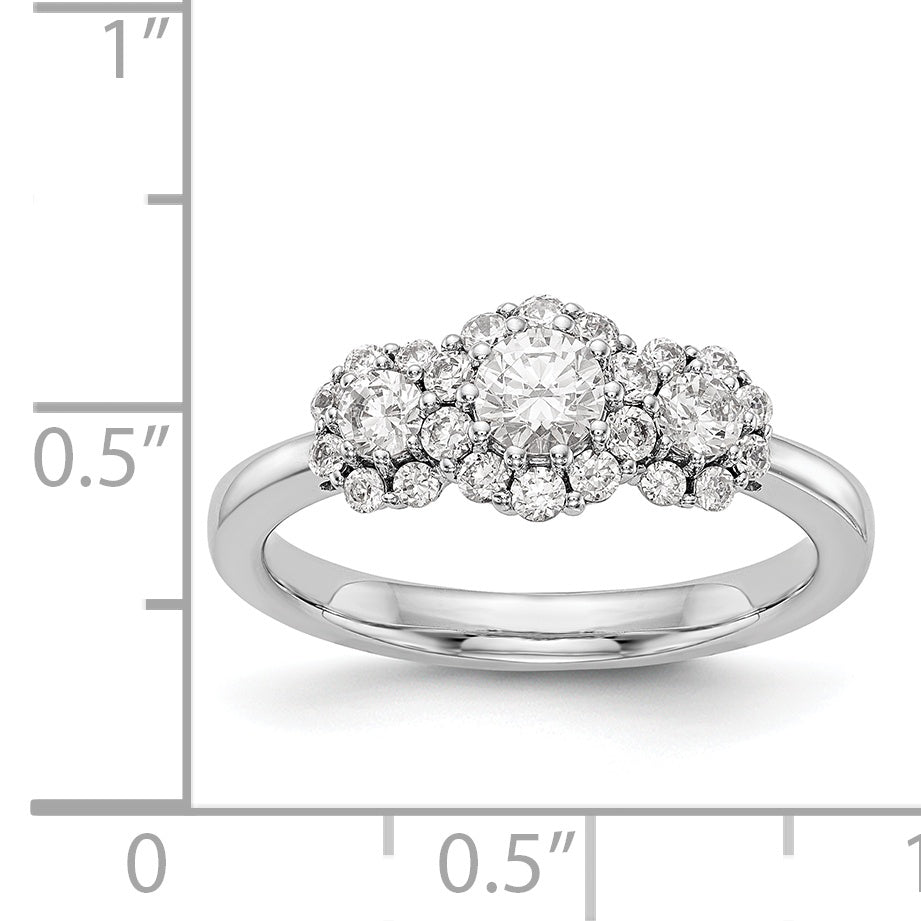 14K White Gold 3 Stone Simulated Diamond Engagement Ring