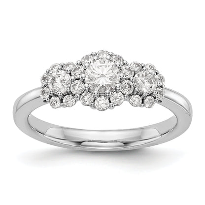 14K White Gold 3 Stone Simulated Diamond Engagement Ring