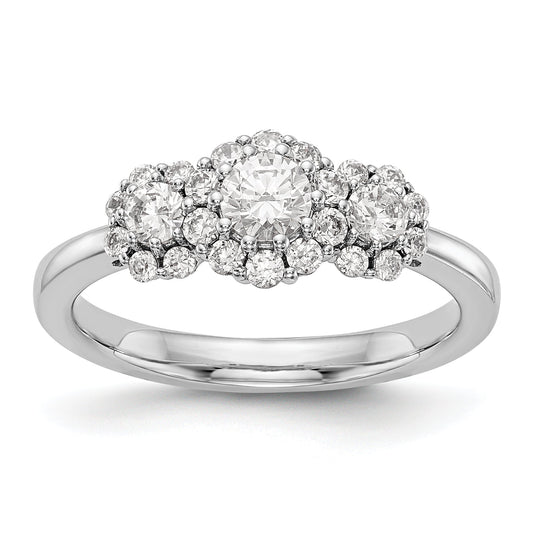 14K White Gold 3 Stone Simulated Diamond Engagement Ring