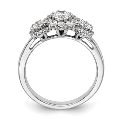 14K White Gold 3 Stone Simulated Diamond Engagement Ring