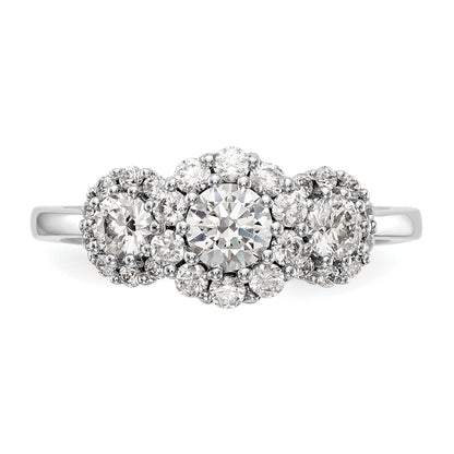 14K White Gold 3 Stone Simulated Diamond Engagement Ring