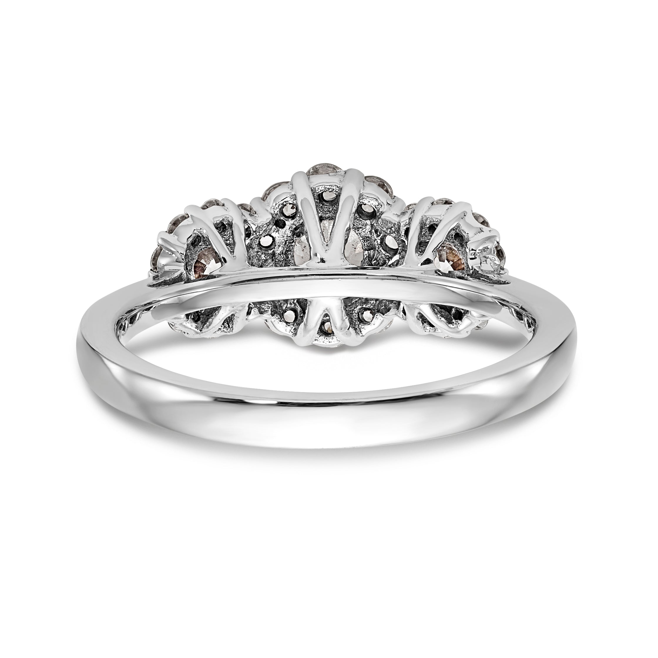 14K White Gold 3 Stone Simulated Diamond Engagement Ring