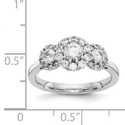 14K White Gold 3 Stone Simulated Diamond Engagement Ring