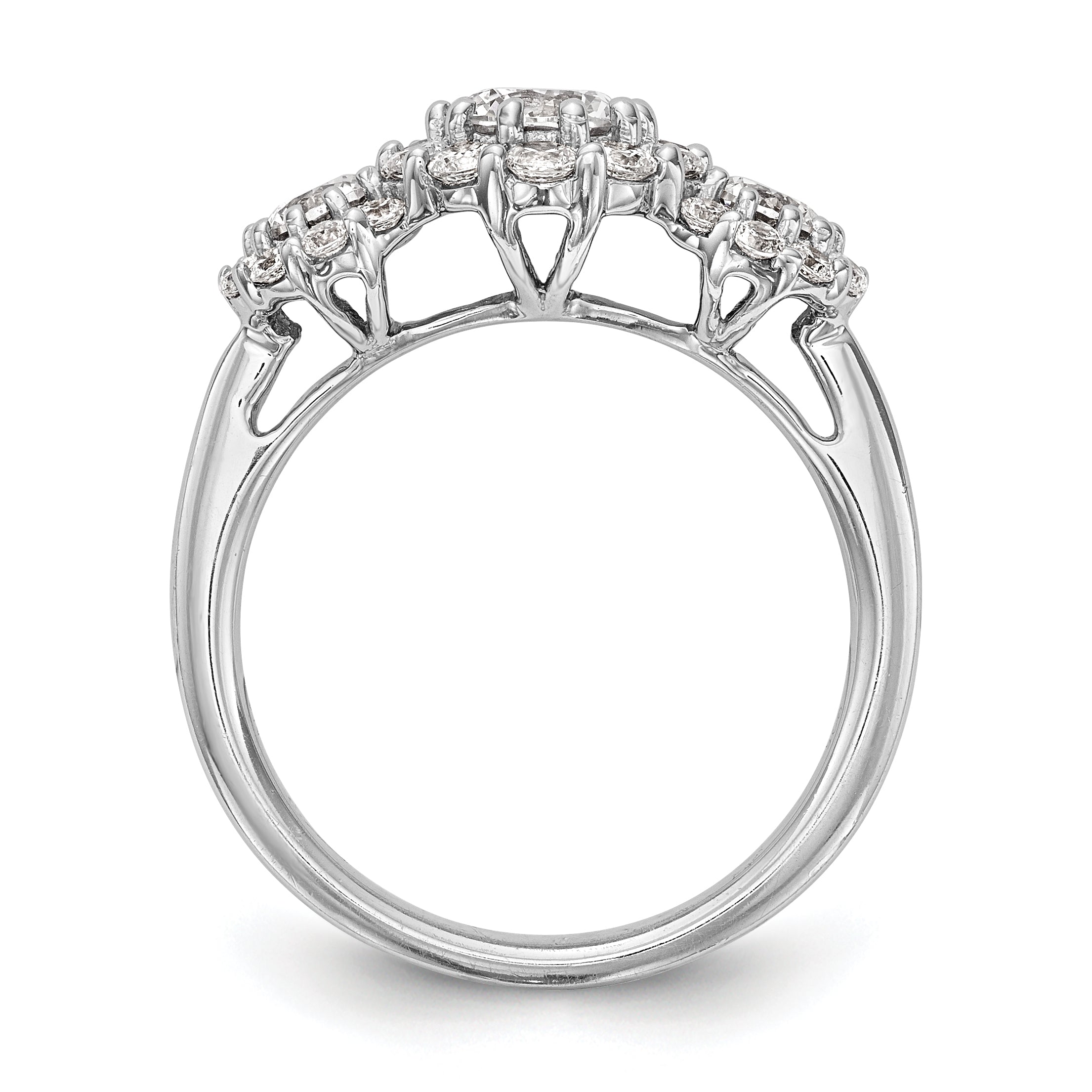 14K White Gold 3 Stone Simulated Diamond Engagement Ring