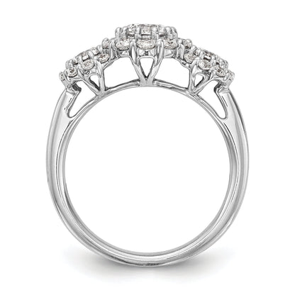 14K White Gold 3 Stone Simulated Diamond Engagement Ring