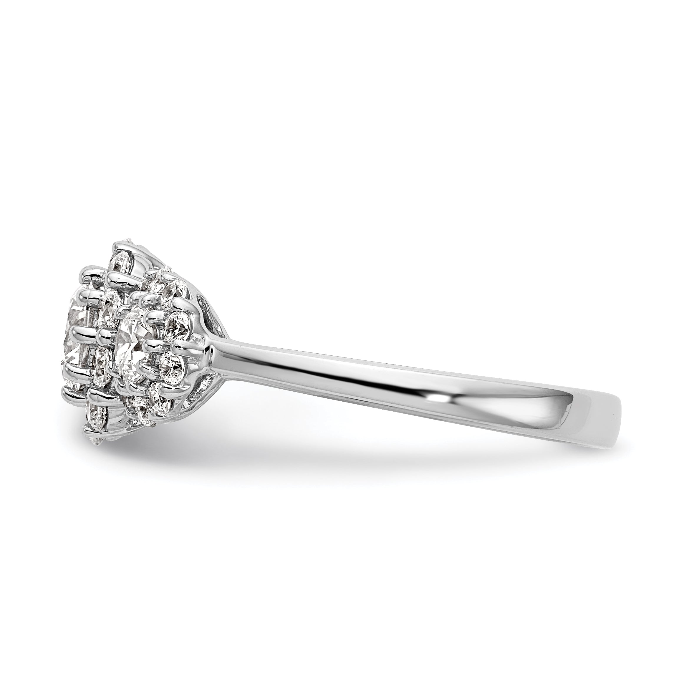 14K White Gold 3 Stone Simulated Diamond Engagement Ring