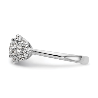 14K White Gold 3 Stone Simulated Diamond Engagement Ring