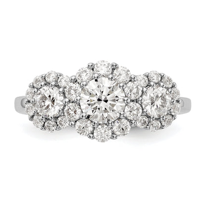 14K White Gold 3 Stone Simulated Diamond Engagement Ring