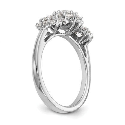 14K White Gold 3 Stone Simulated Diamond Engagement Ring