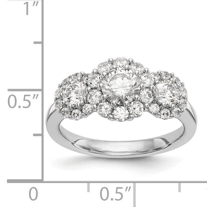 14K White Gold 3 Stone Simulated Diamond Engagement Ring