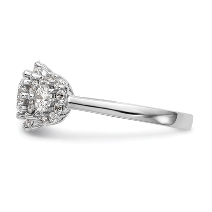 14K White Gold 3 Stone Simulated Diamond Engagement Ring