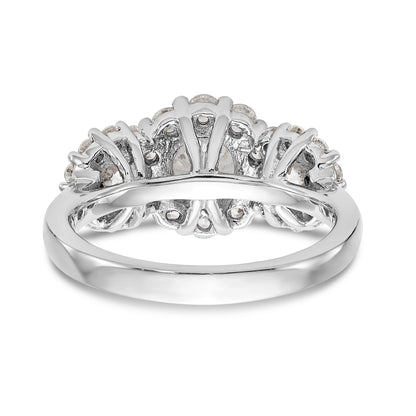 14K White Gold 3 Stone Simulated Diamond Engagement Ring