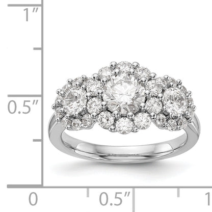 14K White Gold 3 Stone Simulated Diamond Engagement Ring