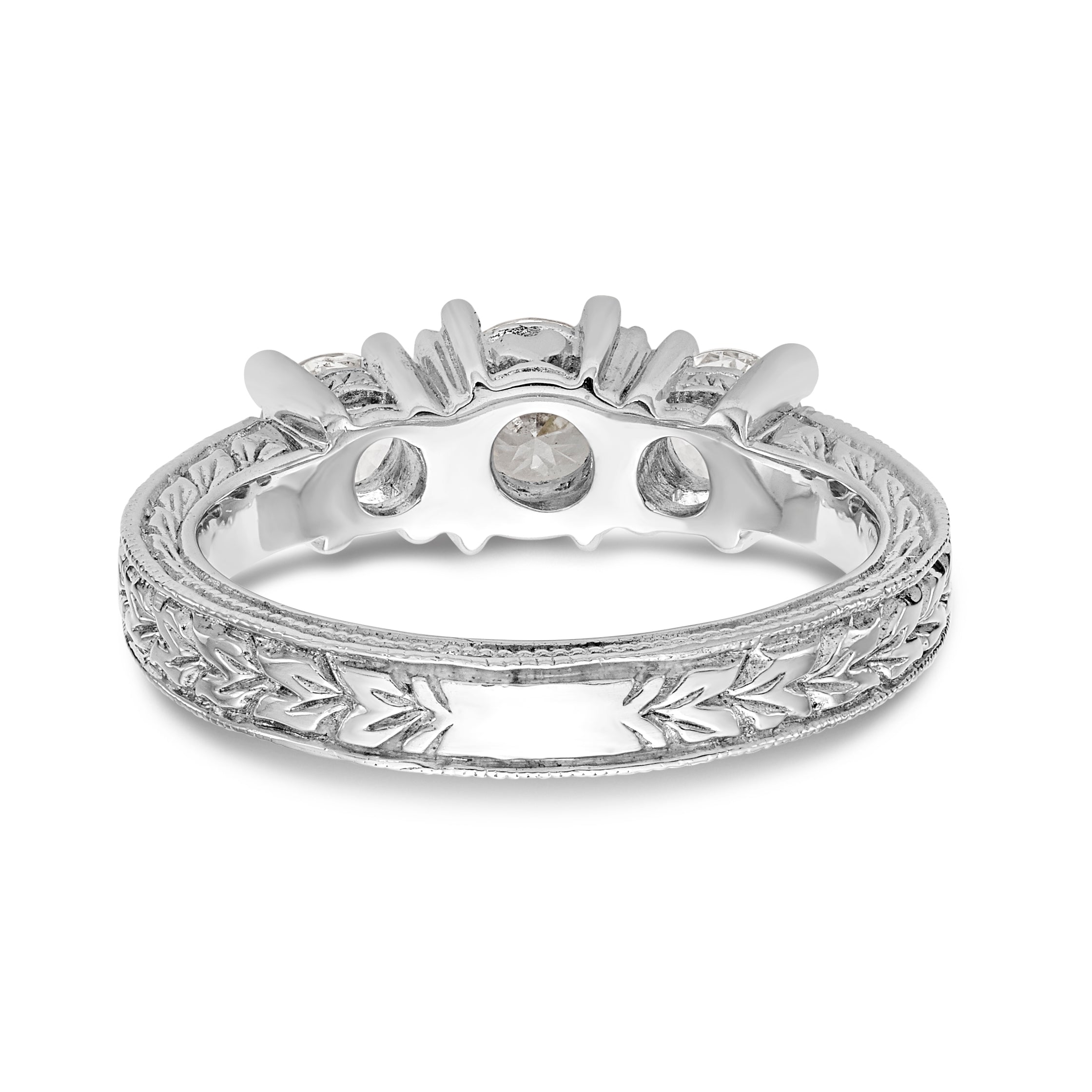 14K White Gold 3 Stone Simulated Diamond Engagement Ring