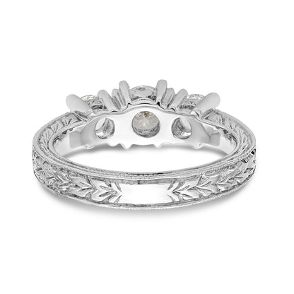 14K White Gold 3 Stone Simulated Diamond Engagement Ring