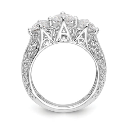 14K White Gold 3 Stone Simulated Diamond Engagement Ring