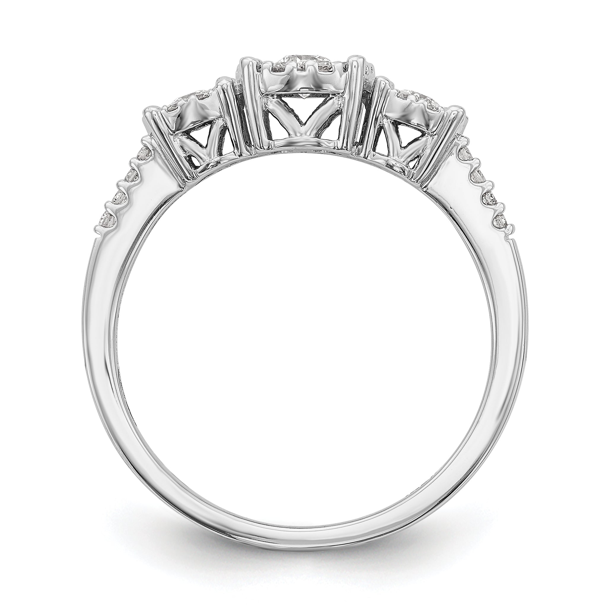 14K White Gold 3 Stone Diamond Engagement Ring