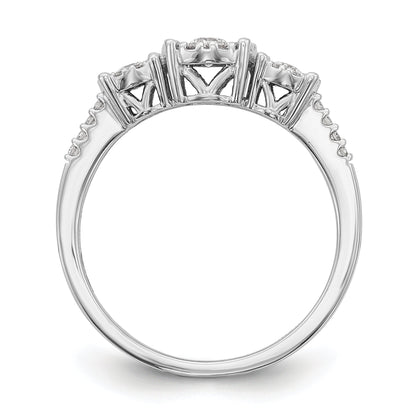 14K White Gold 3 Stone Diamond Engagement Ring