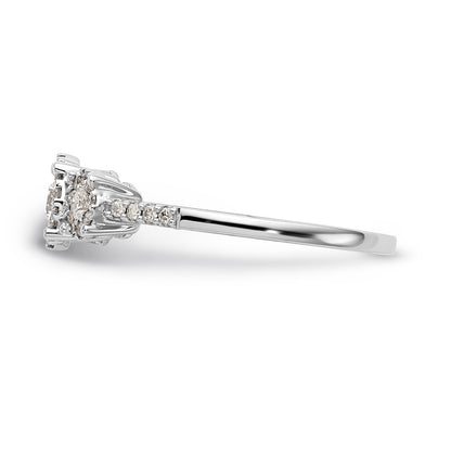 14K White Gold 3 Stone Diamond Engagement Ring