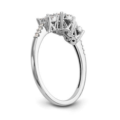 14K White Gold 3 Stone Diamond Engagement Ring