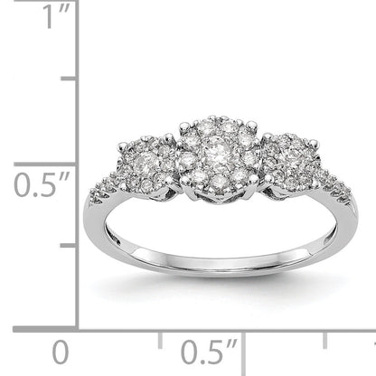 14K White Gold 3 Stone Diamond Engagement Ring