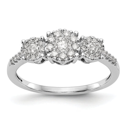 14K White Gold 3 Stone Diamond Engagement Ring