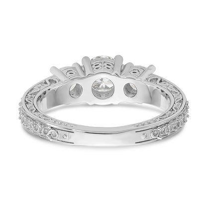 14K White Gold 3 Stone Simulated Diamond Engagement Ring