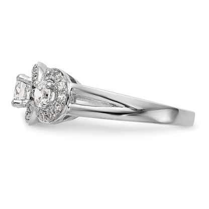 14K White Gold 3 Stone Simulated Diamond Engagement Ring