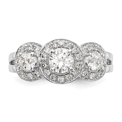 14K White Gold 3 Stone Simulated Diamond Engagement Ring