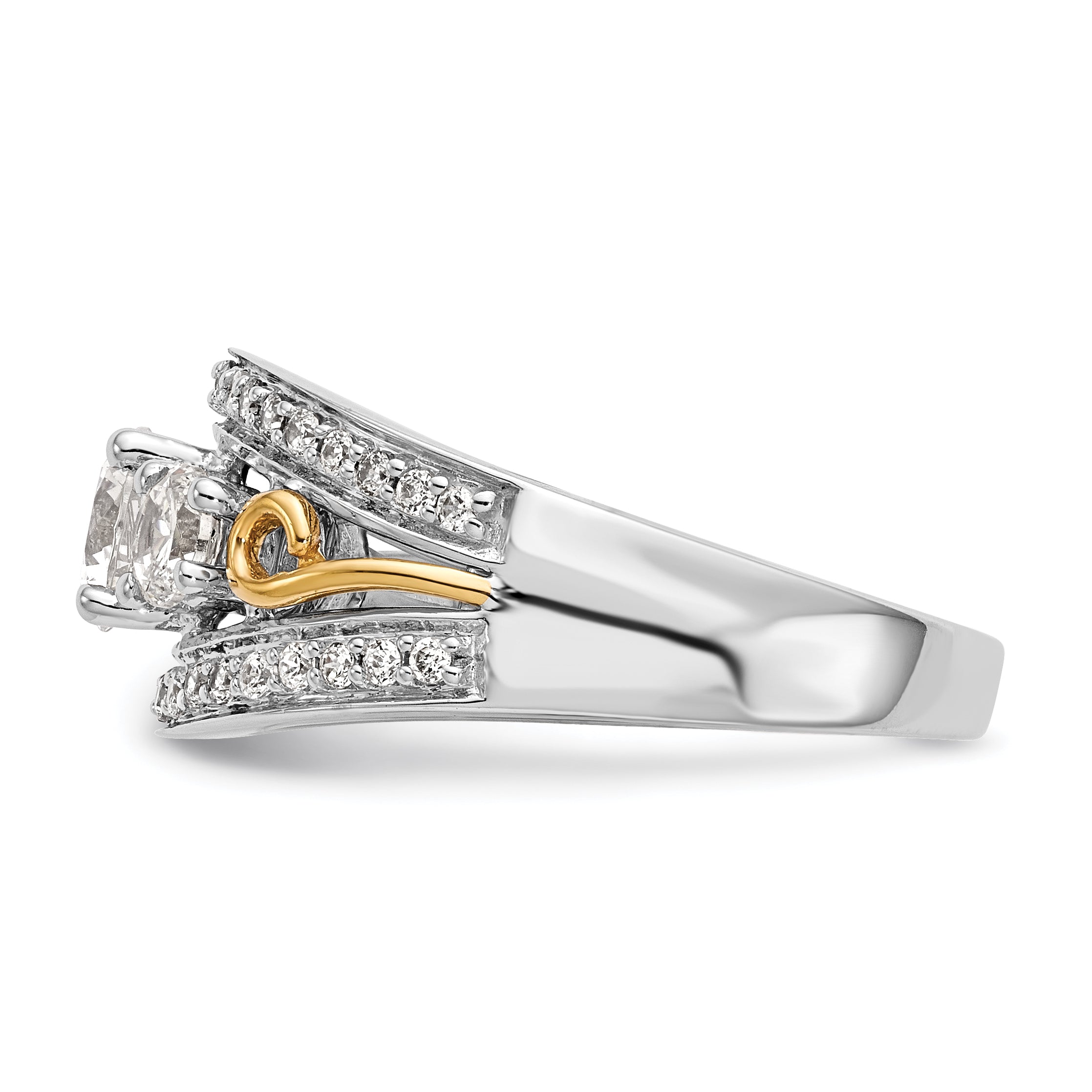 14K White Gold 3 Stone Simulated Diamond Engagement Ring