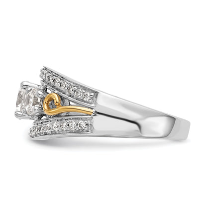 14K White Gold 3 Stone Simulated Diamond Engagement Ring