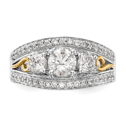 14K White Gold 3 Stone Simulated Diamond Engagement Ring