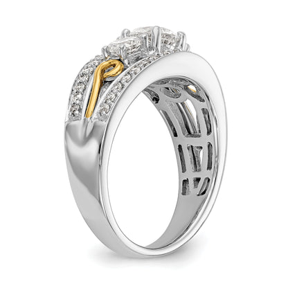 14K White Gold 3 Stone Simulated Diamond Engagement Ring